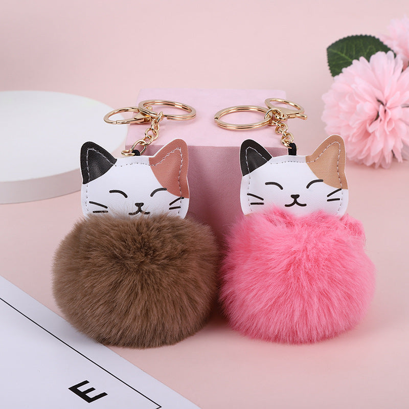 Wholesale Lucky Cat Imitation Rex Rabbit Fur Keychains